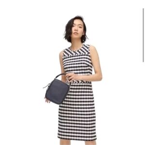 NWT J.Crew Towel Sheath Dress Gingham Blue White Lined Sz 2